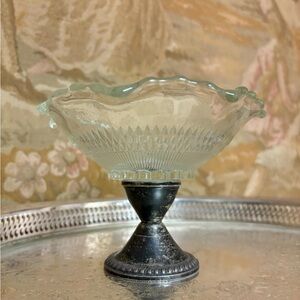 Duchin Creations Weighted Sterling & Glass Ruffled Bowl